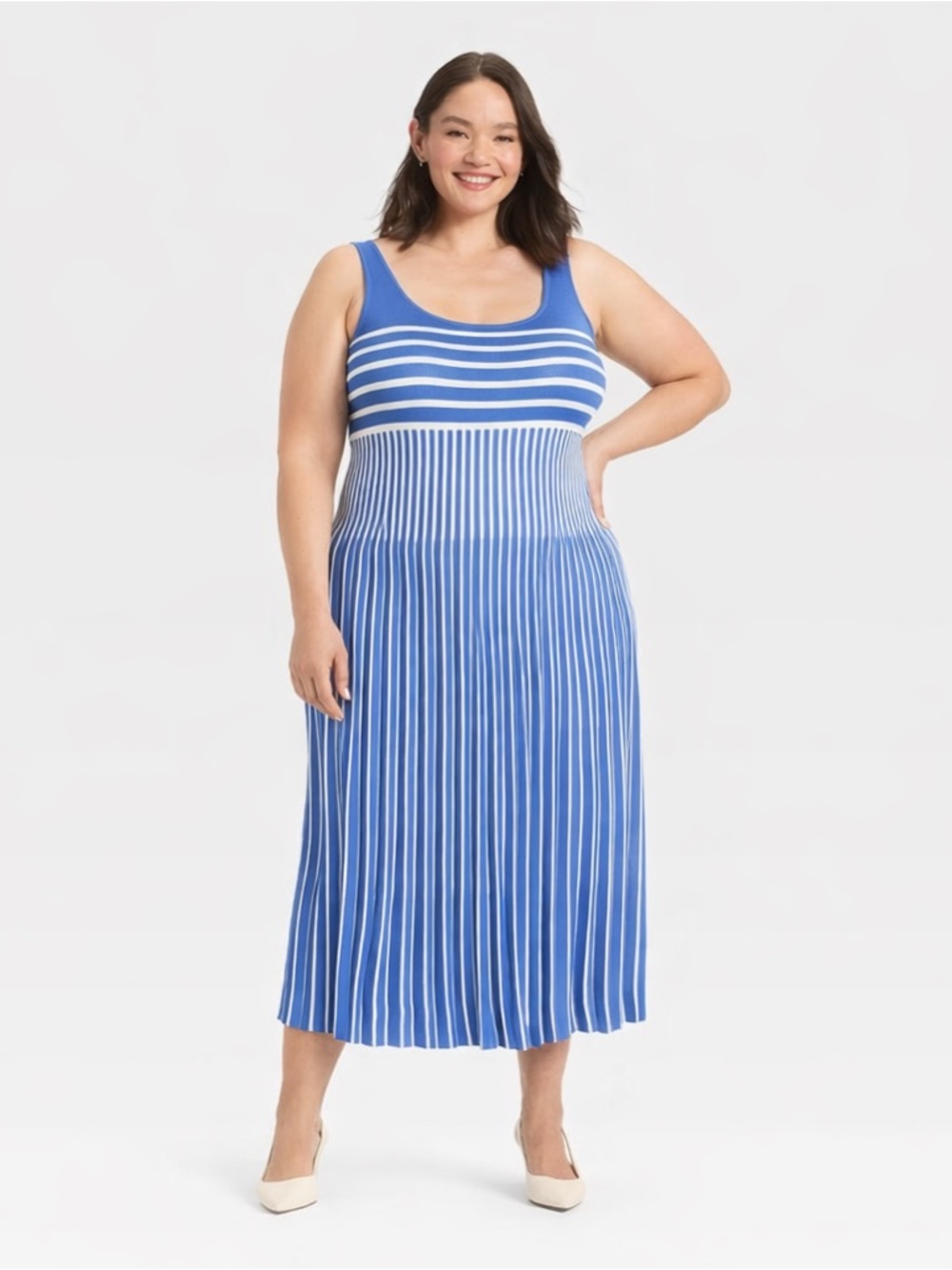 a new day Blue and White Striped Maxi Dress
